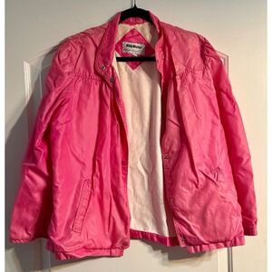 Windy Weather Windbreaker Jacket Women Large Pink Vintage 80s Retro Snap Front